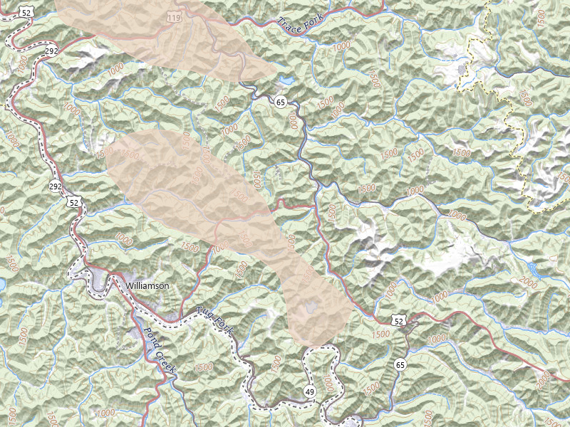 Radar-estimated hail-size map of the storm over Delbarton, WV on Aug 11, 2026