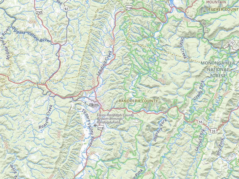 Radar-estimated hail-size map of the storm over Elkins, WV on Jul 4, 2026