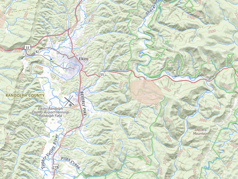 Radar-estimated hail-size map of the storm over Elkins, WV on Aug 27, 2026
