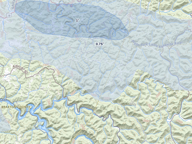 NEXRAD radar-signature map of the hail storm over Flatwoods, WV on May 13, 2026