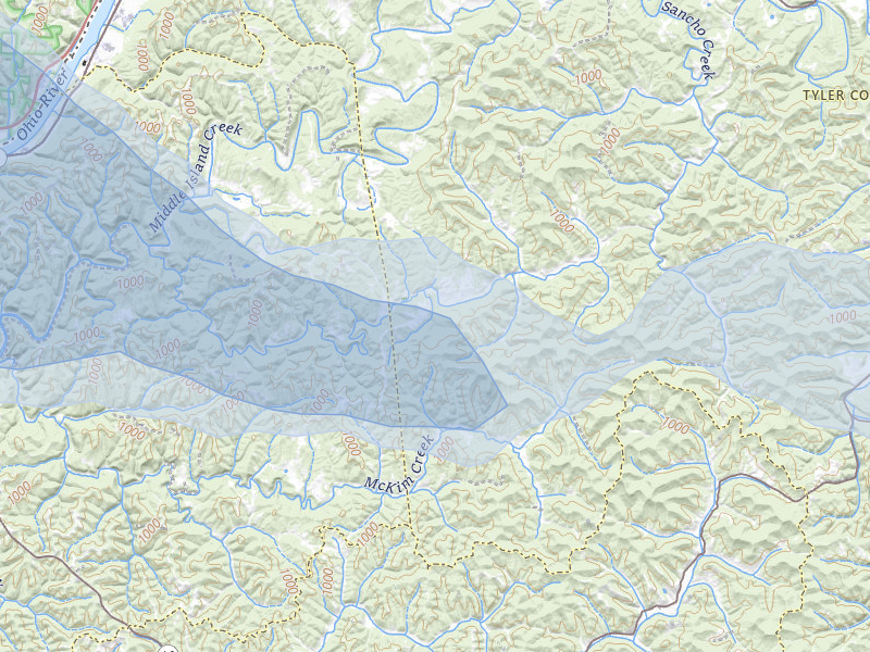 NEXRAD radar-signature map of the hail storm over Friendly, WV on Aug 10, 2026