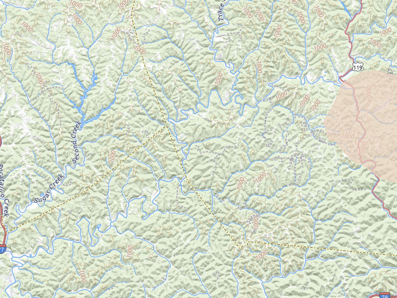 Radar-estimated hail-size map of the storm over Gandeeville, WV on Jul 4, 2026