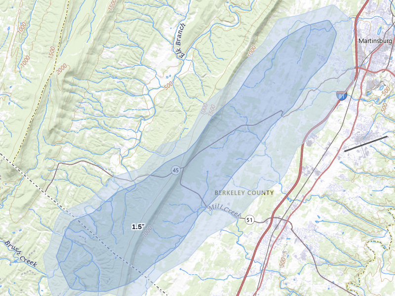 NEXRAD radar-signature map of the hail storm over Gerrardstown, WV on May 18, 2026