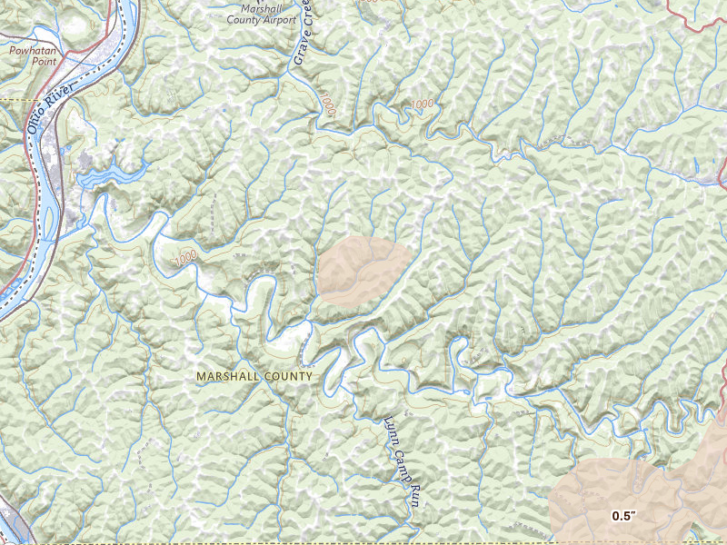 Radar-estimated hail-size map of the storm over Glen Easton, WV on Jul 4, 2026