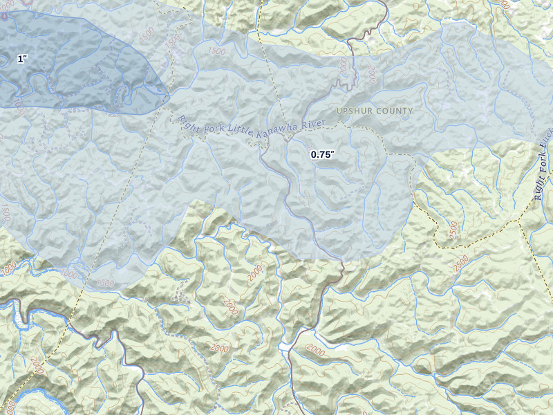 NEXRAD radar-signature map of the hail storm over Hacker Valley, WV on May 13, 2026