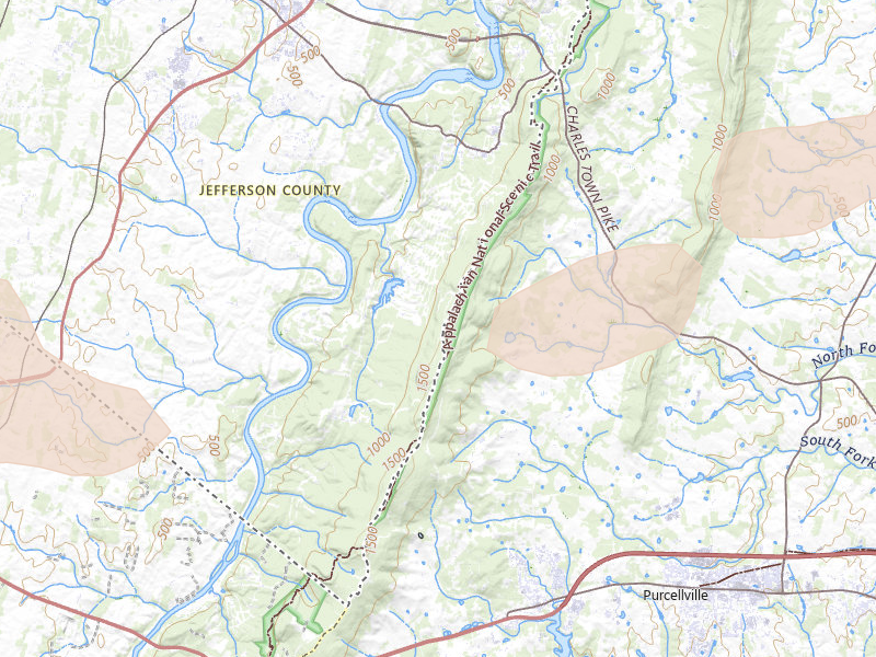 Radar-estimated hail-size map of the storm over Harpers Ferry, WV on Jul 28, 2026