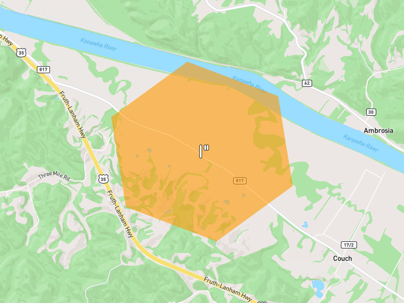 Hail map of Henderson, WV on Jul 5, 2026, hail up to 1"