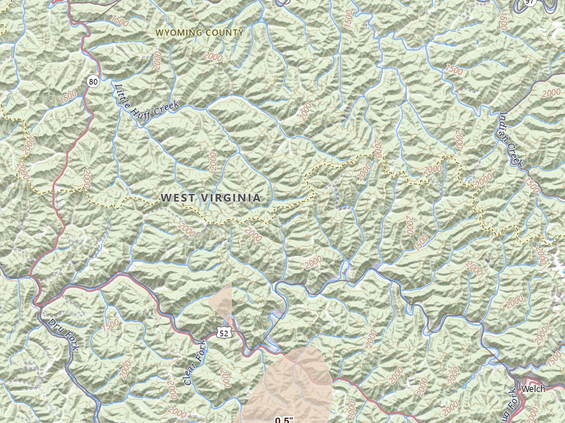 Radar-estimated hail-size map of the storm over Hensley, WV on Jul 4, 2026