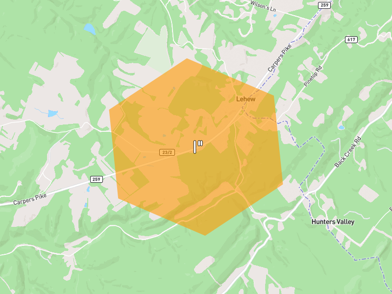 Hail map of High View, WV on Jul 4, 2026, hail up to 1"