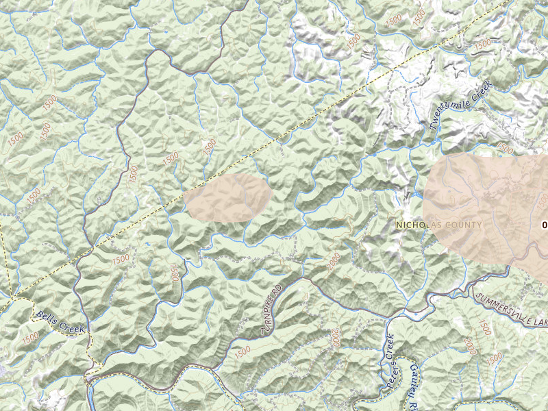 Radar-estimated hail-size map of the storm over Indore, WV on Aug 10, 2026
