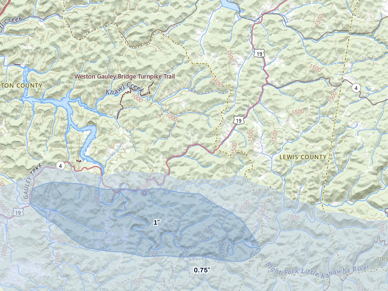 NEXRAD radar-signature map of the hail storm over Ireland, WV on May 13, 2026