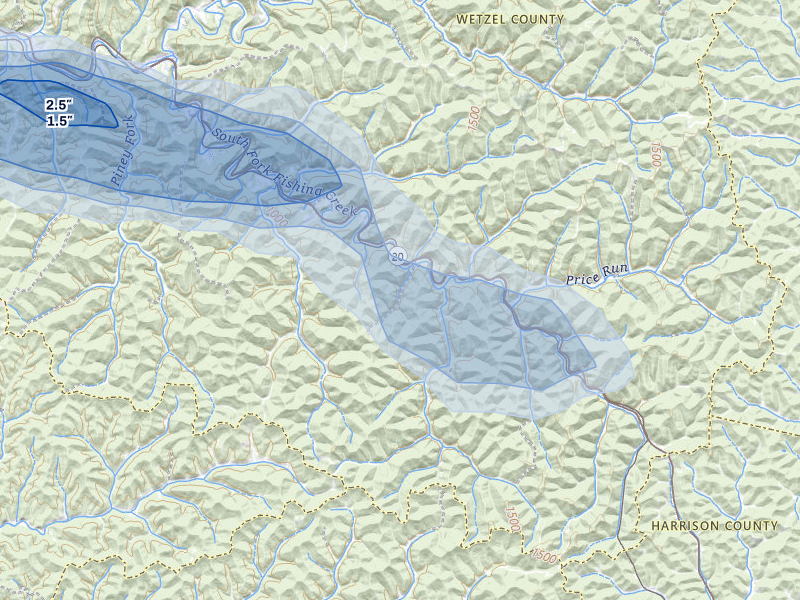 NEXRAD radar-signature map of the hail storm over Jacksonburg, WV on May 27, 2026