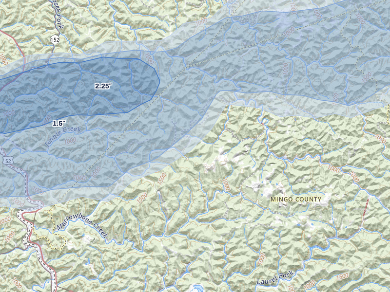 NEXRAD radar-signature map of the hail storm over Kermit, WV on Apr 1, 2026