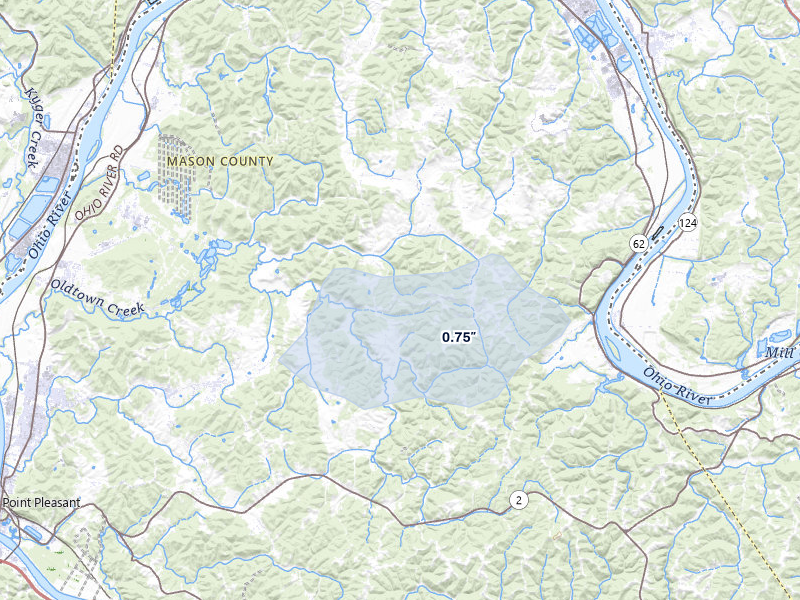 NEXRAD radar-signature map of the hail storm over Letart, WV on Apr 1, 2026