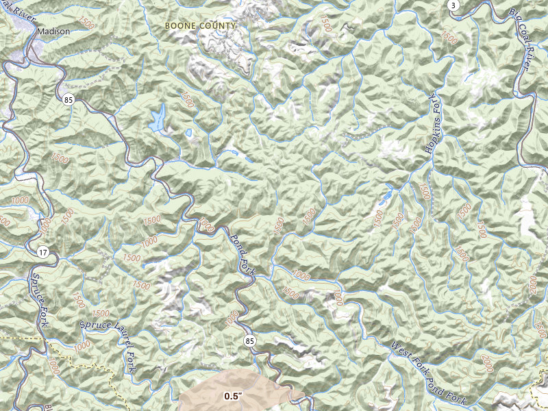 Radar-estimated hail-size map of the storm over Madison, WV on Apr 1, 2026
