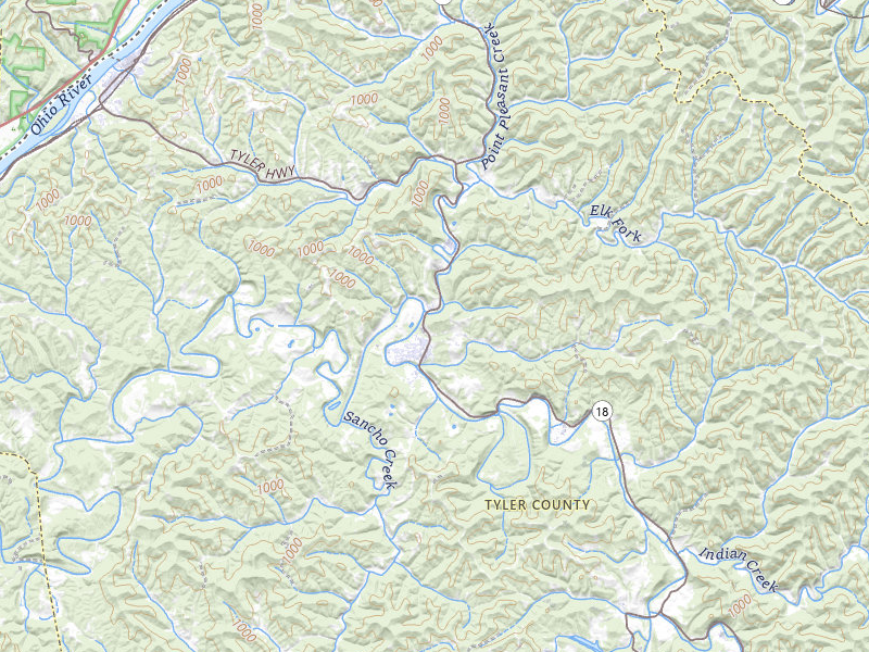 Radar-estimated hail-size map of the storm over Middlebourne, WV on Apr 1, 2026