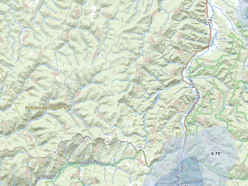 NEXRAD radar-signature map of the hail storm over Monterville, WV on Jul 4, 2026