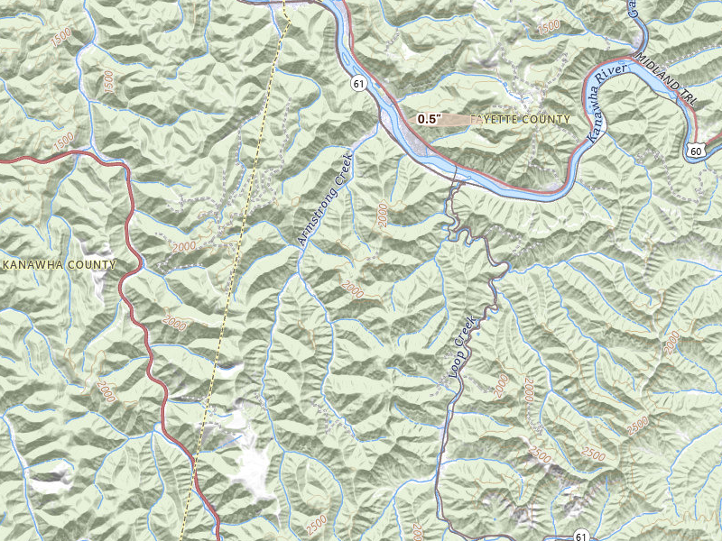 Radar-estimated hail-size map of the storm over Mount Carbon, WV on Apr 29, 2026