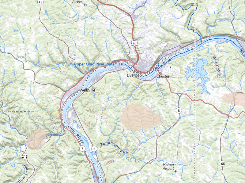 Radar-estimated hail-size map of the storm over New Cumberland, WV on Mar 22, 2026