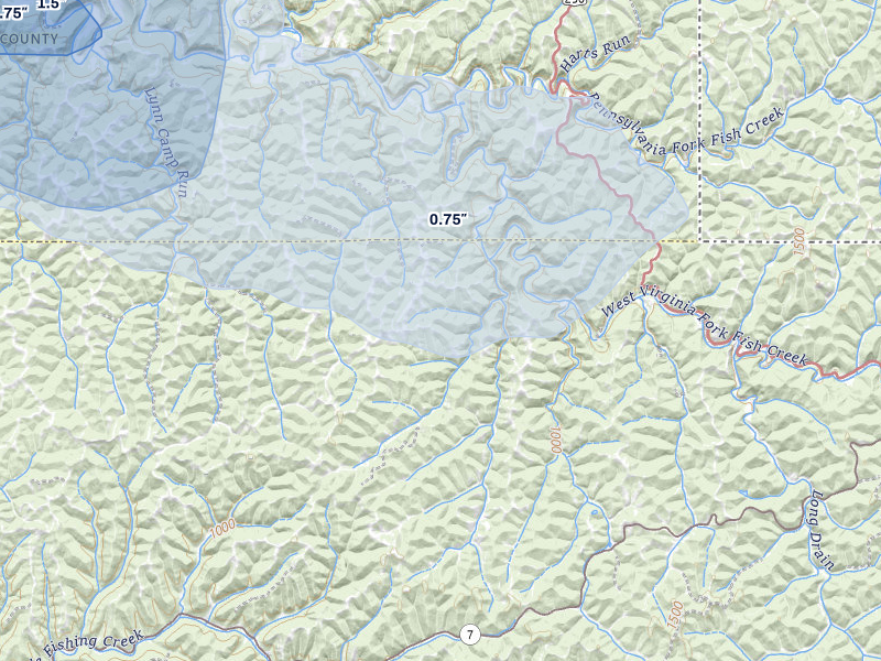 NEXRAD radar-signature map of the hail storm over New Martinsville, WV on Jun 6, 2026