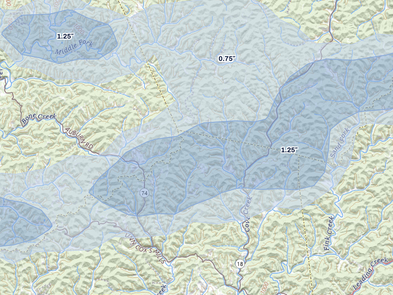 NEXRAD radar-signature map of the hail storm over New Milton, WV on May 13, 2026