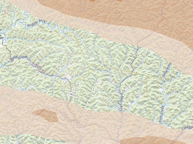 Radar-estimated hail-size map of the storm over New Milton, WV on Jul 21, 2026