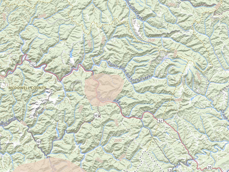 Radar-estimated hail-size map of the storm over Northfork, WV