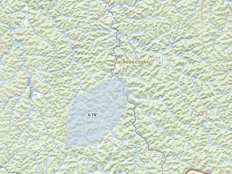 NEXRAD radar-signature map of the hail storm over Orma, WV on May 27, 2026