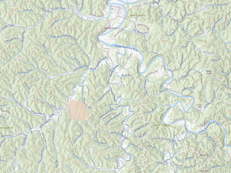 Radar-estimated hail-size map of the storm over Palestine, WV