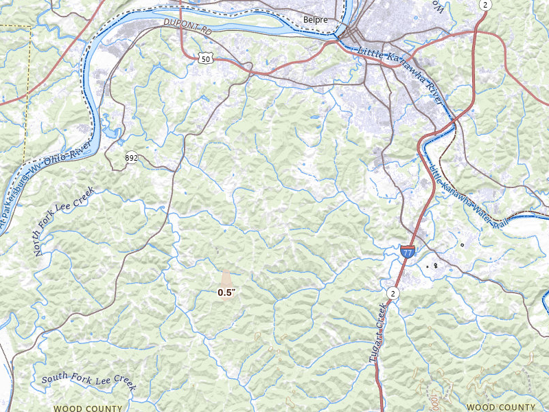 Radar-estimated hail-size map of the storm over Parkersburg, WV