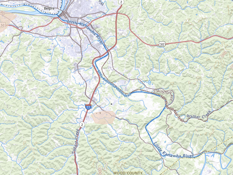 Radar-estimated hail-size map of the storm over Parkersburg, WV on Aug 8, 2026
