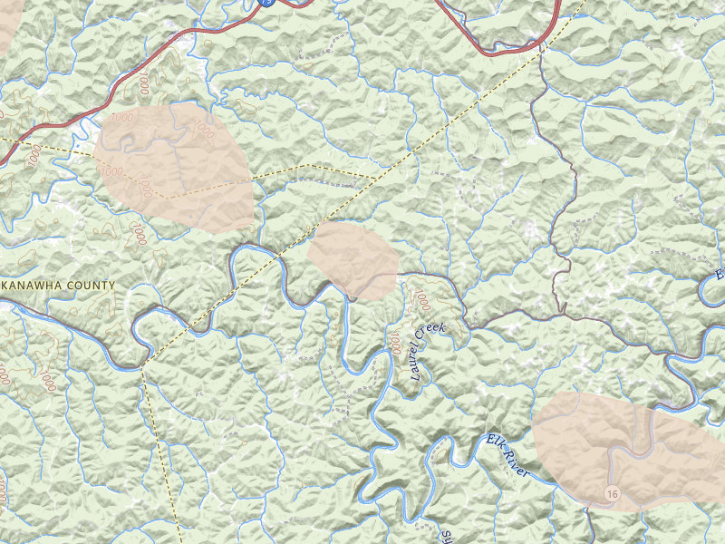 Radar-estimated hail-size map of the storm over Procious, WV on Aug 10, 2026