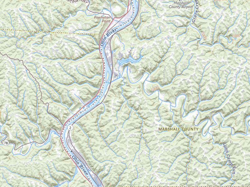 Radar-estimated hail-size map of the storm over Proctor, WV on May 13, 2026