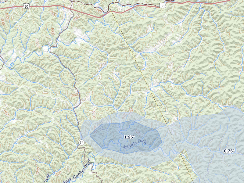NEXRAD radar-signature map of the hail storm over Pullman, WV on May 13, 2026