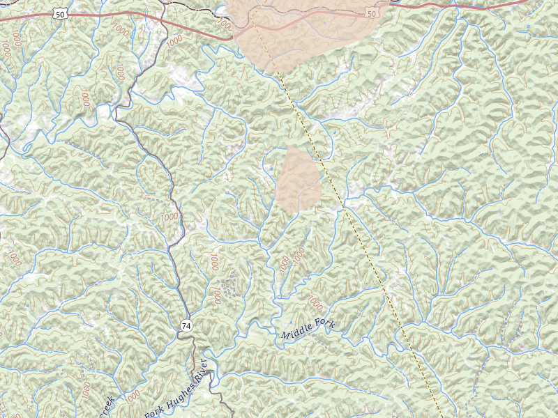 Radar-estimated hail-size map of the storm over Pullman, WV on Jul 4, 2026