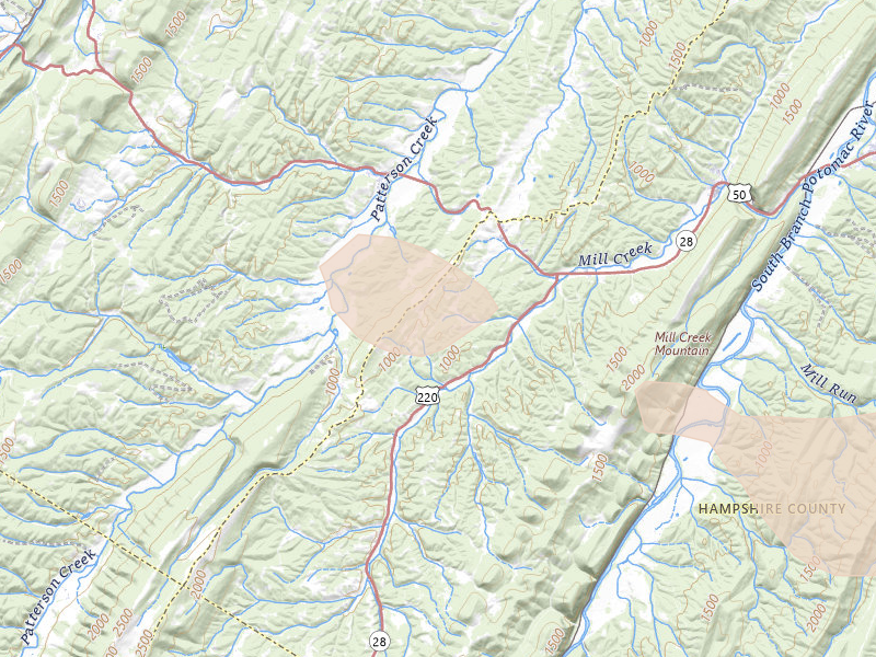 Radar-estimated hail-size map of the storm over Purgitsville, WV on Jul 21, 2026
