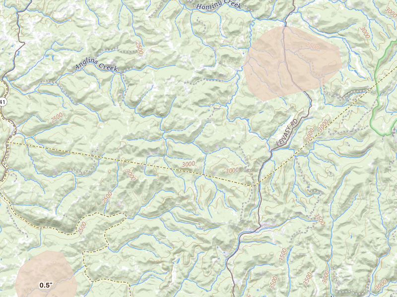 Radar-estimated hail-size map of the storm over Quinwood, WV on Jul 4, 2026