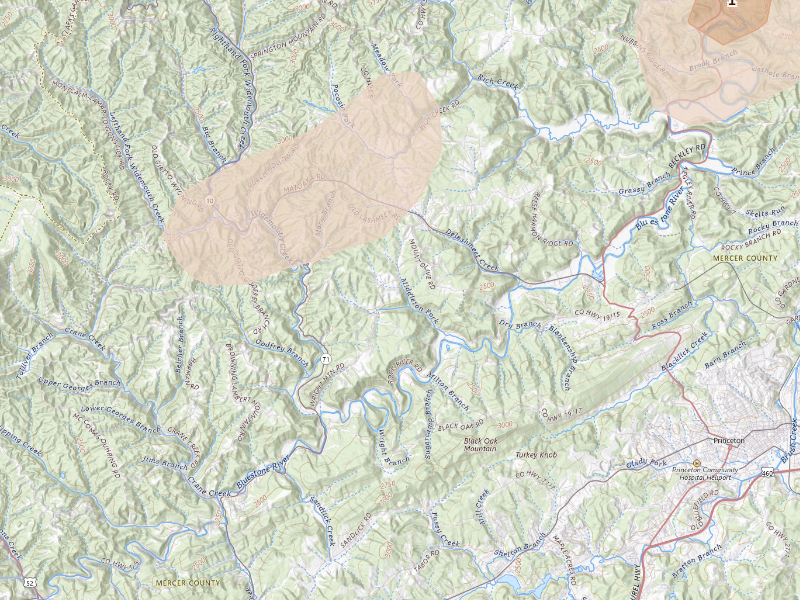 Radar-estimated hail-size map of the storm over Rock, WV