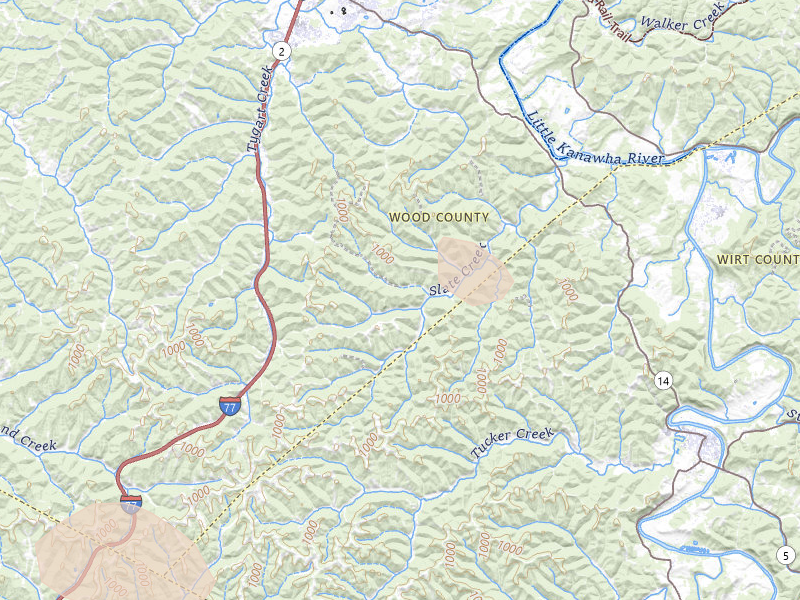 Radar-estimated hail-size map of the storm over Rockport, WV on Aug 10, 2026
