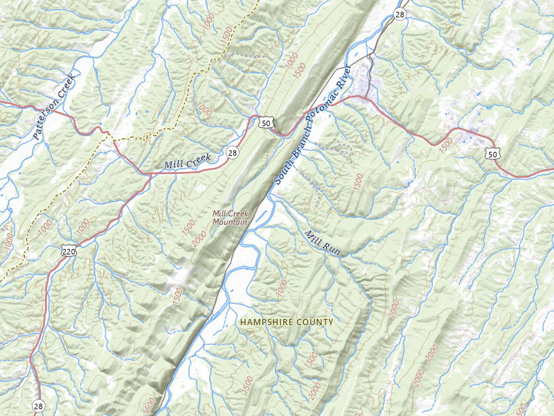 Radar-estimated hail-size map of the storm over Romney, WV on Jul 4, 2026