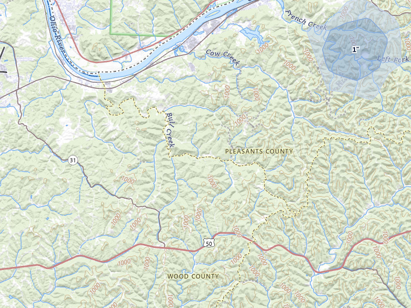 NEXRAD radar-signature map of the hail storm over Saint Marys, WV on Aug 11, 2026