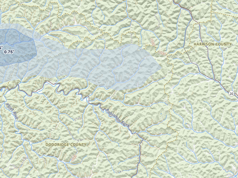 NEXRAD radar-signature map of the hail storm over Salem, WV on Apr 1, 2026
