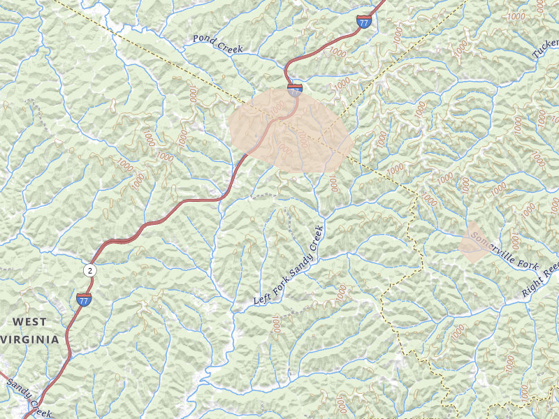 Radar-estimated hail-size map of the storm over Sandyville, WV on Aug 10, 2026
