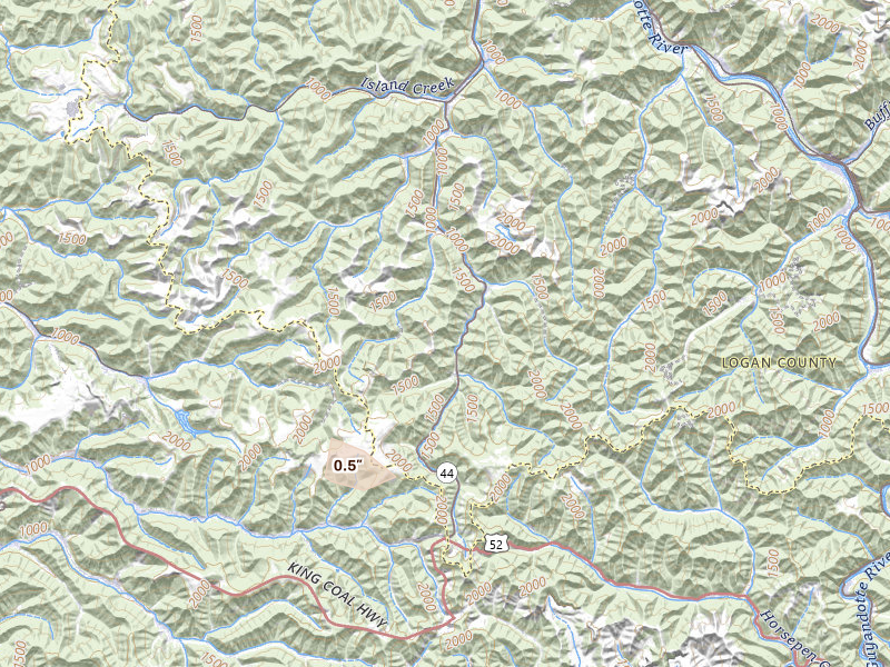 Radar-estimated hail-size map of the storm over Sarah Ann, WV on Jul 6, 2026