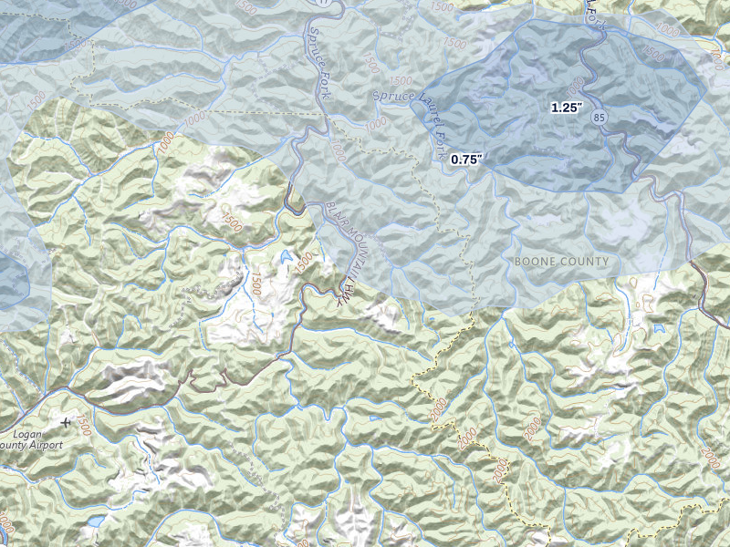 NEXRAD radar-signature map of the hail storm over Sharples, WV on Apr 1, 2026