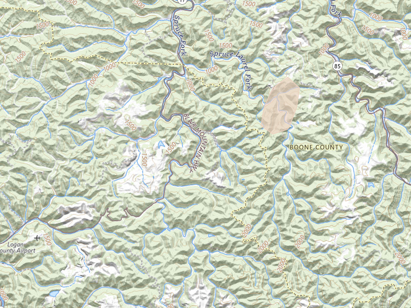 Radar-estimated hail-size map of the storm over Sharples, WV on May 24, 2026