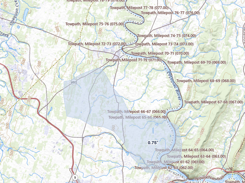 NEXRAD radar-signature map of the hail storm over Shenandoah Junction, WV on Jul 5, 2026