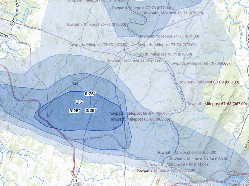 NEXRAD radar-signature map of the hail storm over Shenandoah Junction, WV on Jul 28, 2026