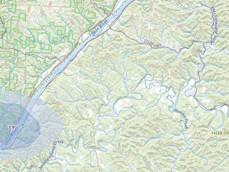 NEXRAD radar-signature map of the hail storm over Sistersville, WV on Sep 3, 2026