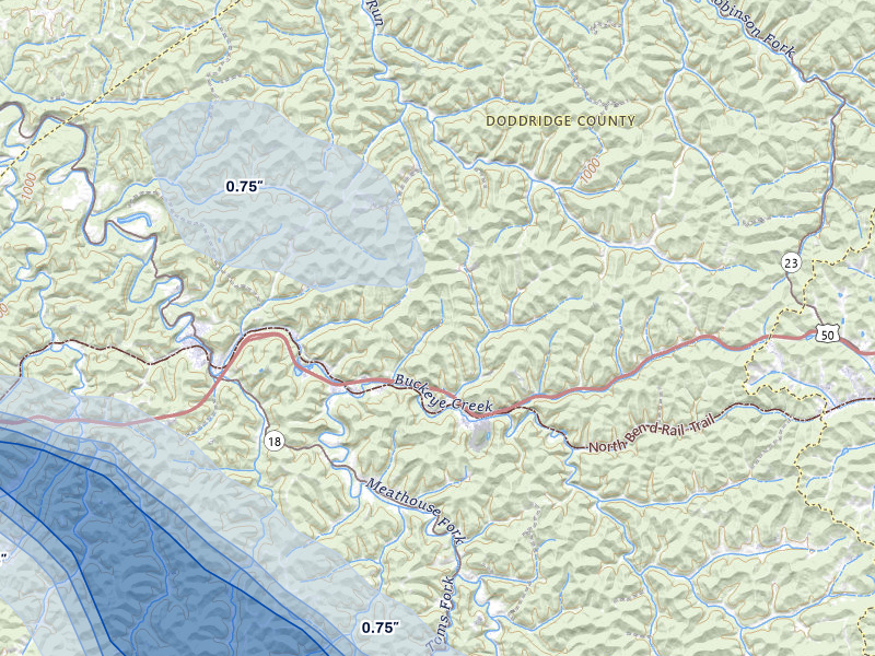 NEXRAD radar-signature map of the hail over Smithburg, WV